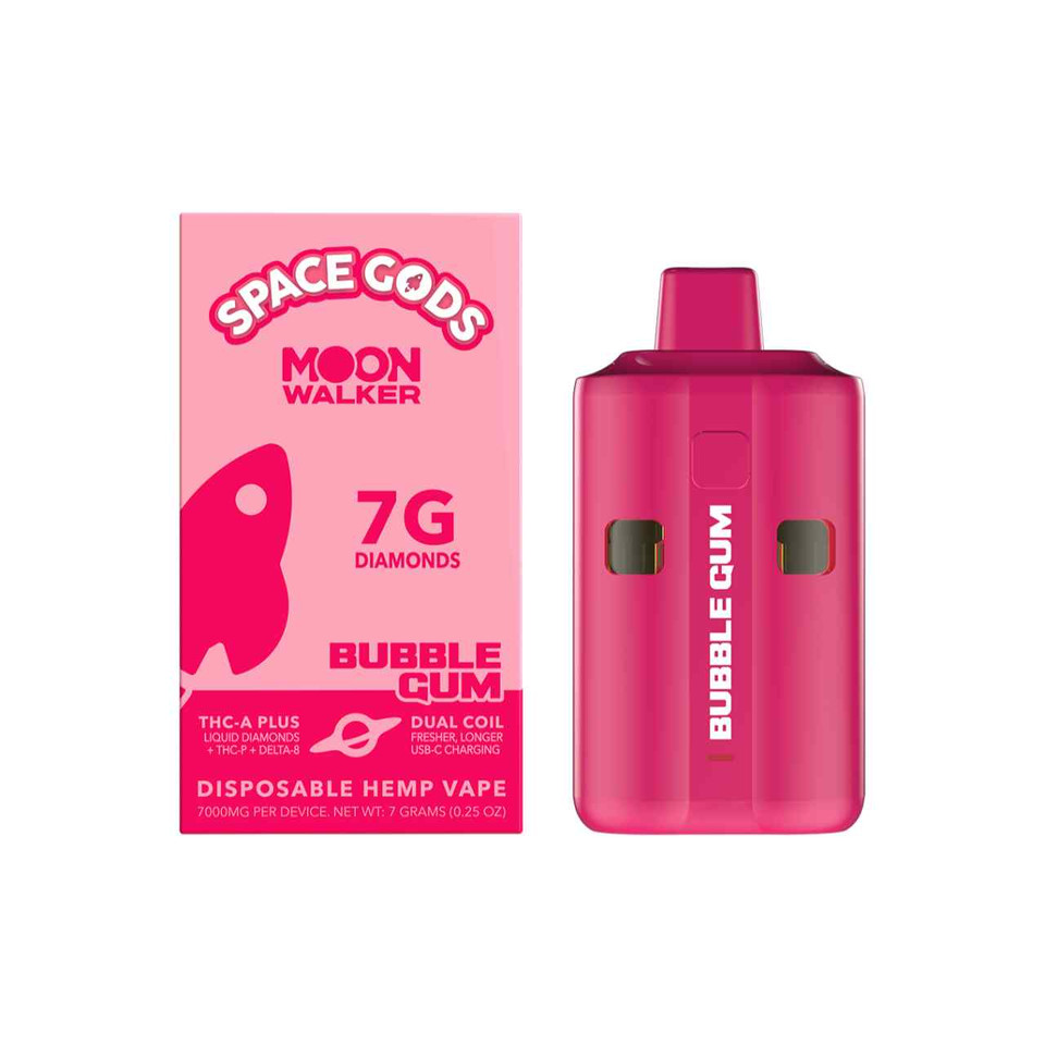 Space Gods Moon Walker THC-A THC-P Liquid Diamonds Disposable 7G-Bubble Gum