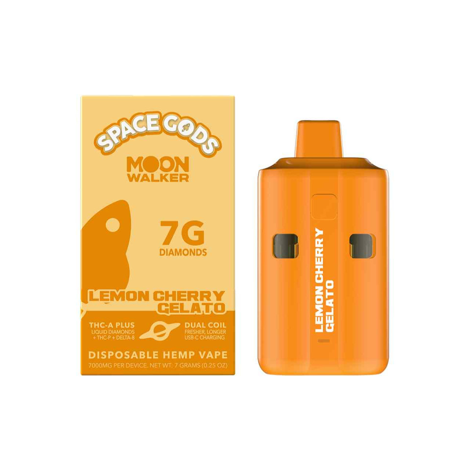 Space Gods Moon Walker THC-A THC-P Liquid Diamonds Disposable 7G-Lemon Cherry Gelato