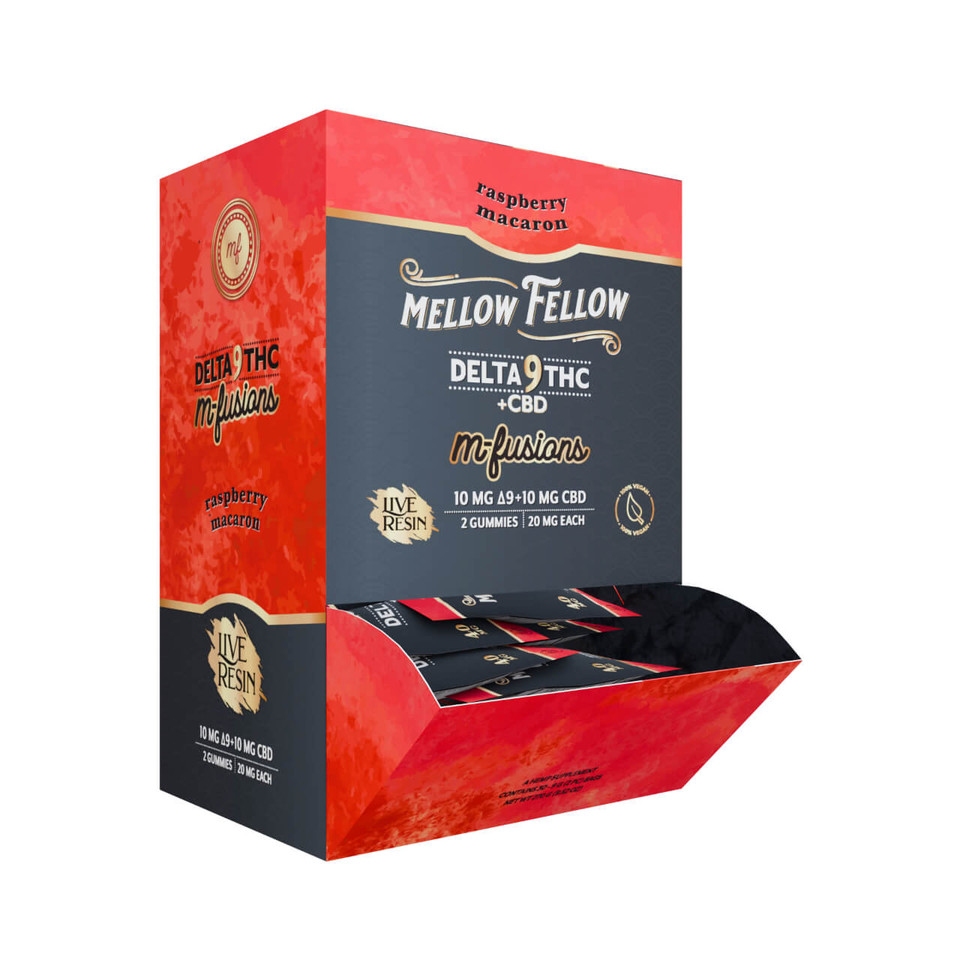 Mellow Fellow M-Fusion Gummies Display Pack - 30CT Raspberry Macaroon