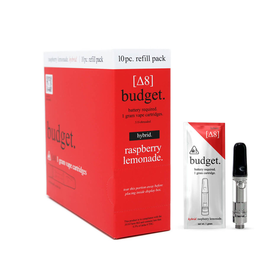 Budget 1G Cartridge – 10PK Delta-8 Raspberry Lemonade