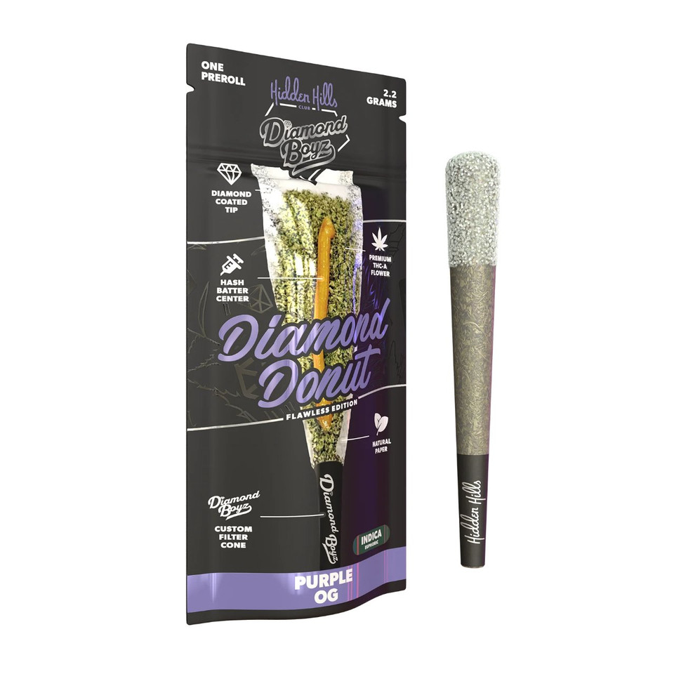Hidden Hills Club x Diamond Boyz Diamond Donut 2.2G Pre Roll - 1CT Purple OG
