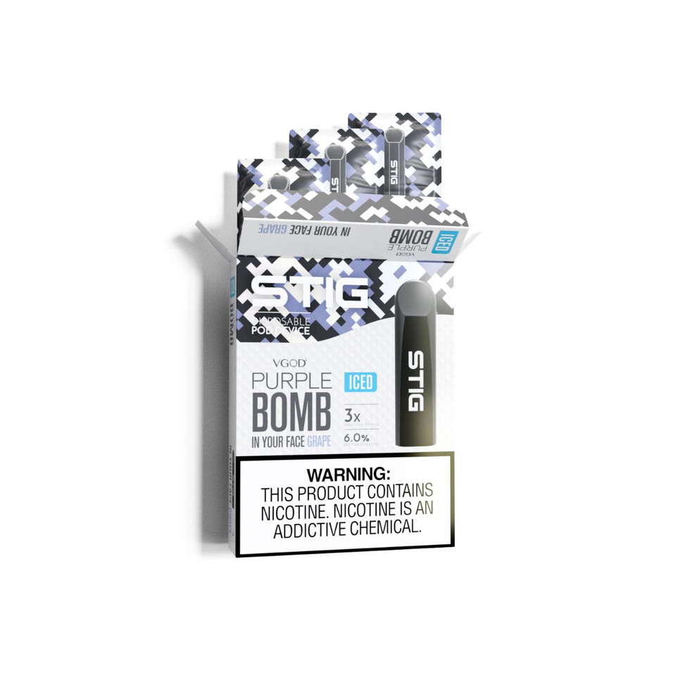 STIG 60MG Disposable Pod Device - 3PK Iced Purple Bomb