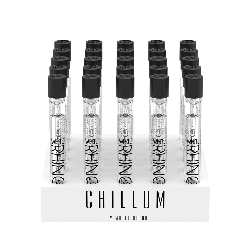White Rhino Chillum With Silicone Cap - 25CT Display Front