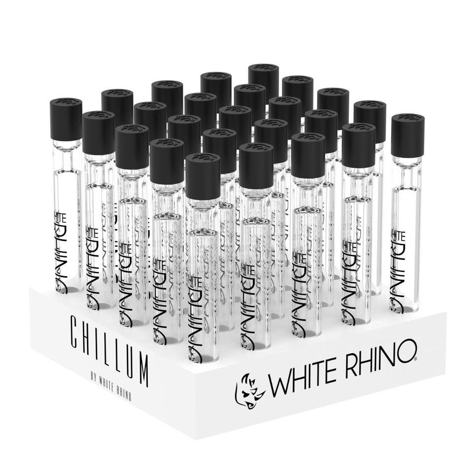 White Rhino Chillum With Silicone Cap - 25CT Display