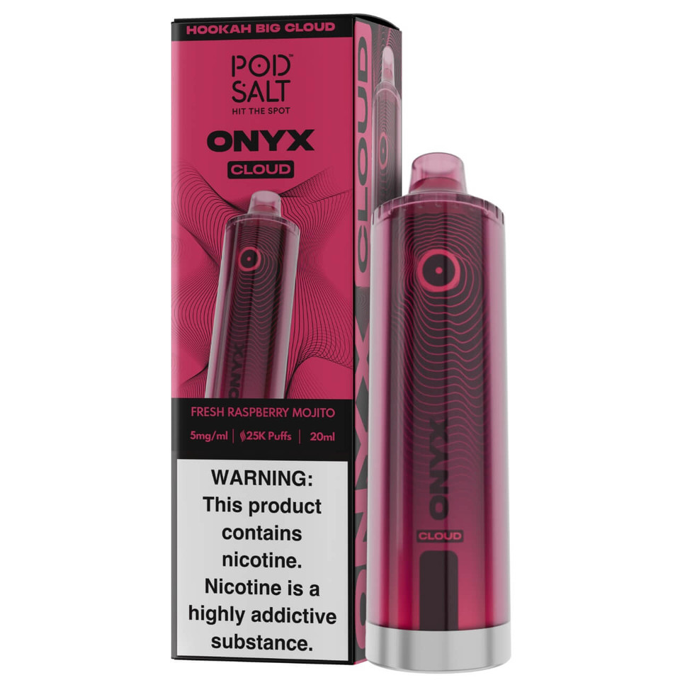 Pod Salt Onyx Cloud 25K Puff Shisha Disposable Fresh Raspberry Mojito