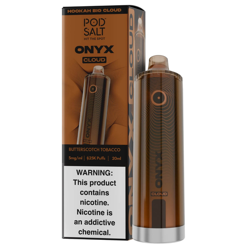 Pod Salt Onyx Cloud 25K Puff Shisha Disposable Butterscotch Tobacco
