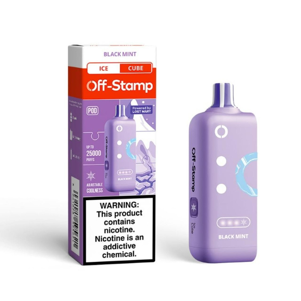 Off Stamp Ice Cube 25k Puff Pre-filled Pod - 1PK Black Mint