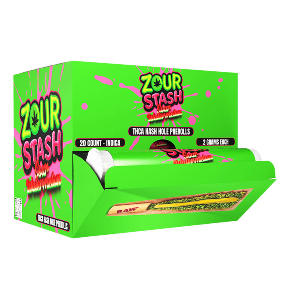 Zour Stash THC-A Hash Hole Prerolls 20CT sour watermelon zour