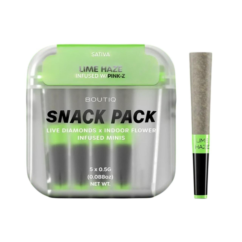 BOUTIQ THC-A Infused 0.5G Mini Pre-Rolls 5CT Lime Haze+Pink- Sativa