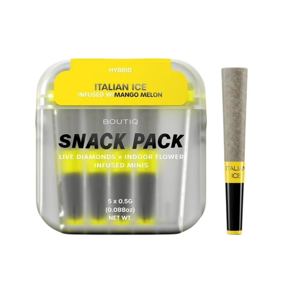 BOUTIQ THC-A Infused 0.5G Mini Pre-Rolls 5CT Italian Ice+Mango Melon -Hybrid