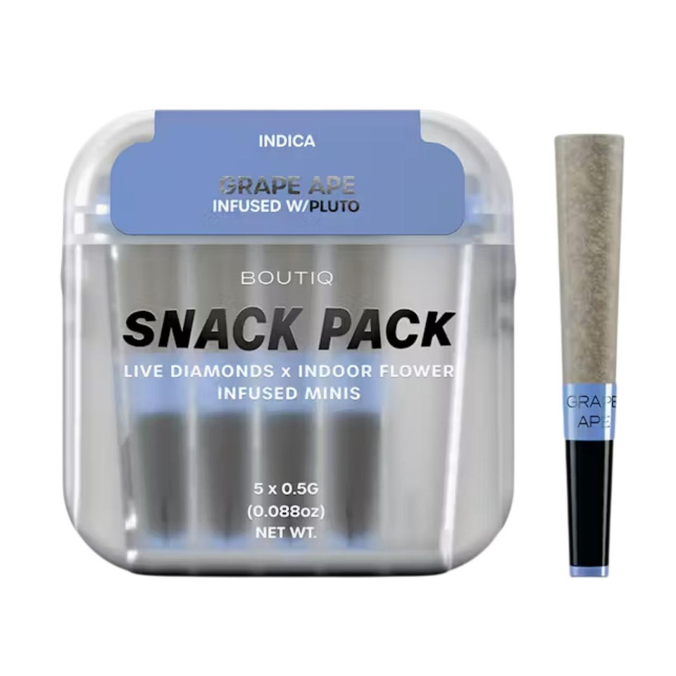 BOUTIQ THC-A Infused 0.5G Mini Pre-Rolls 5CT Grape Ape-Pluto Indica