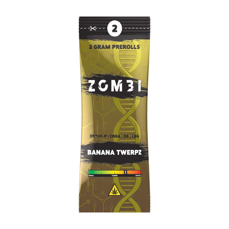Zombi D9 THC-P CBGA DB CBG Prerolls 4G (2Count) Banana Twerpz