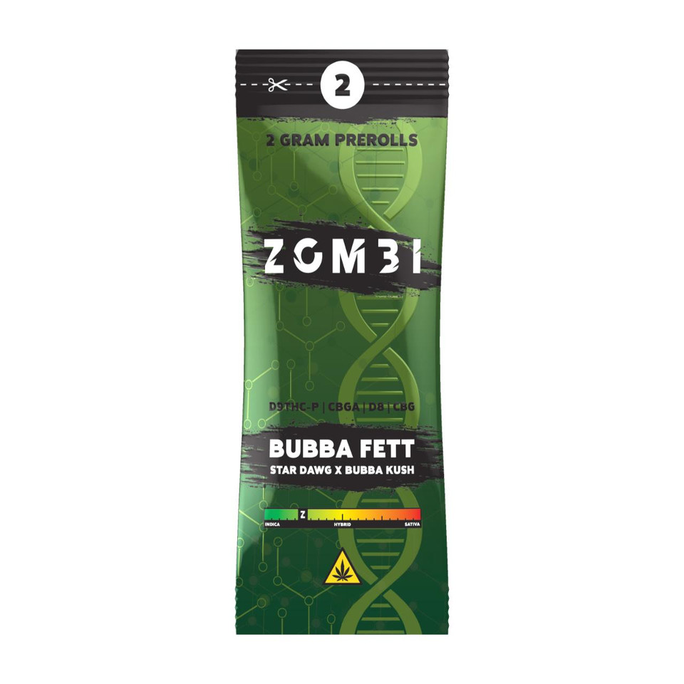 Zombi D9 THC-P CBGA DB CBG Prerolls 4G (2Count) Bubba Fett