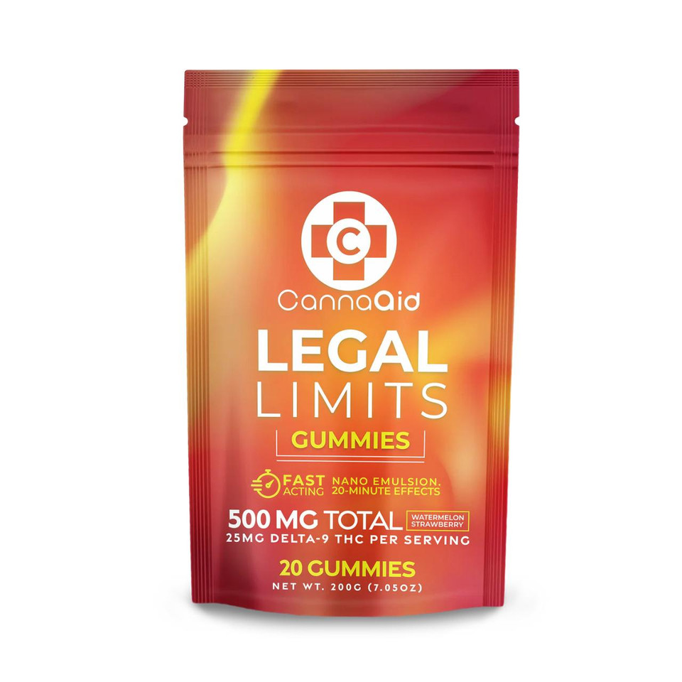 CannaAid Legal Limits D9 THC 500MG Gummies Variety Flavor Mix