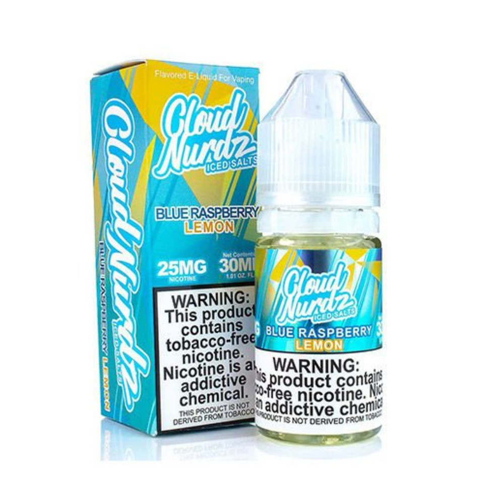 Cloud Nurdz Salts Iced Blue Raspberry Lemon Synthetic Nicotine 30ml E-Juice