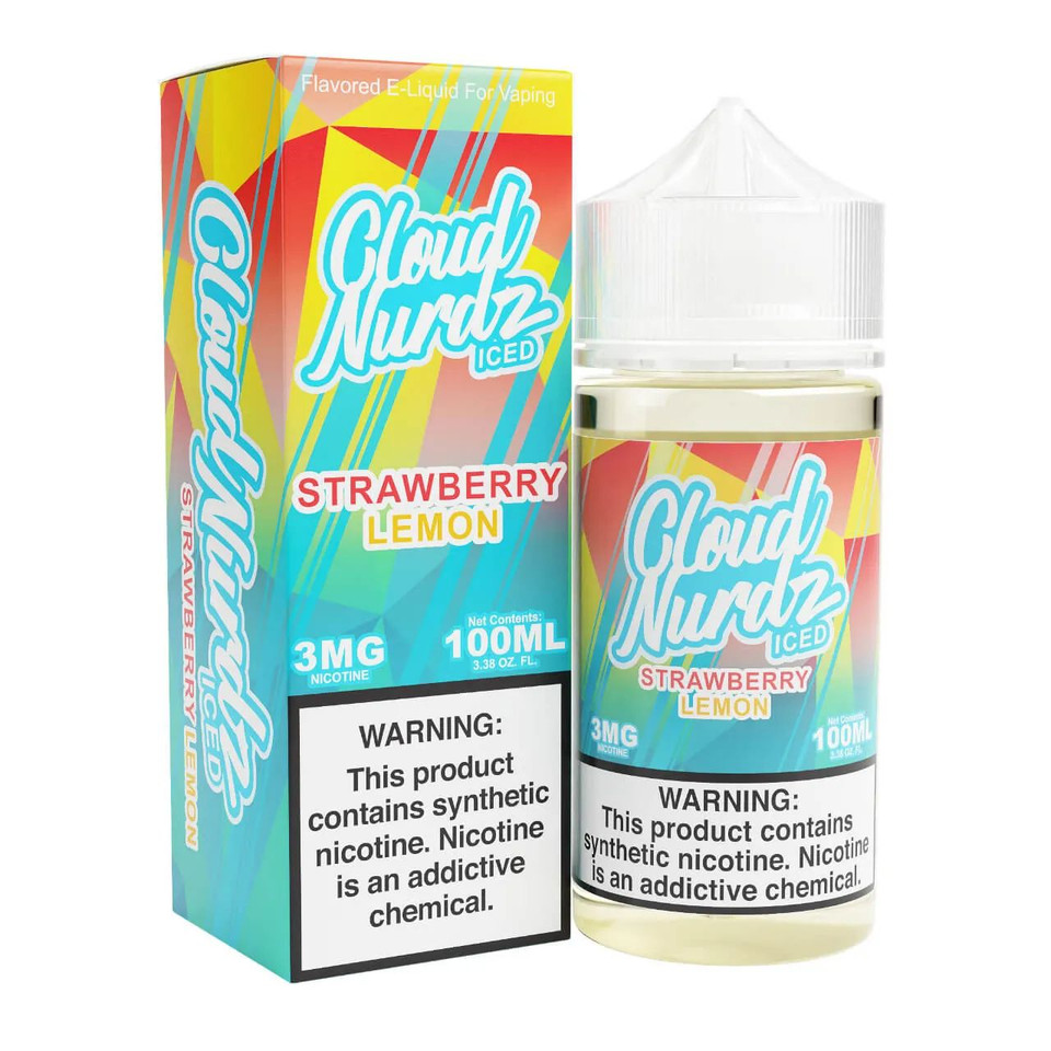 Cloud Nurdz Iced Strawberry Lemon Synthetic Nicotine 100ml E-Juice