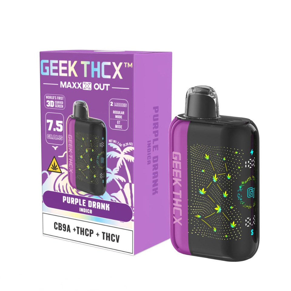 Geek THC-X MAXX OUT CB9A THC-P THC-V Disposable - 7.5G Purple Drank Indica