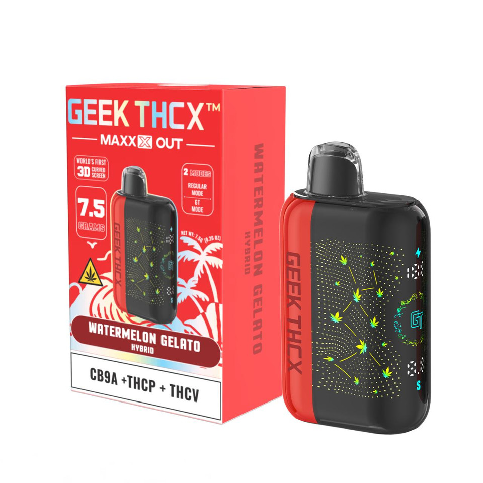 Geek THC-X MAXX OUT CB9A THC-P THC-V Disposable - 7.5G Watermelon Gelato Hybrid