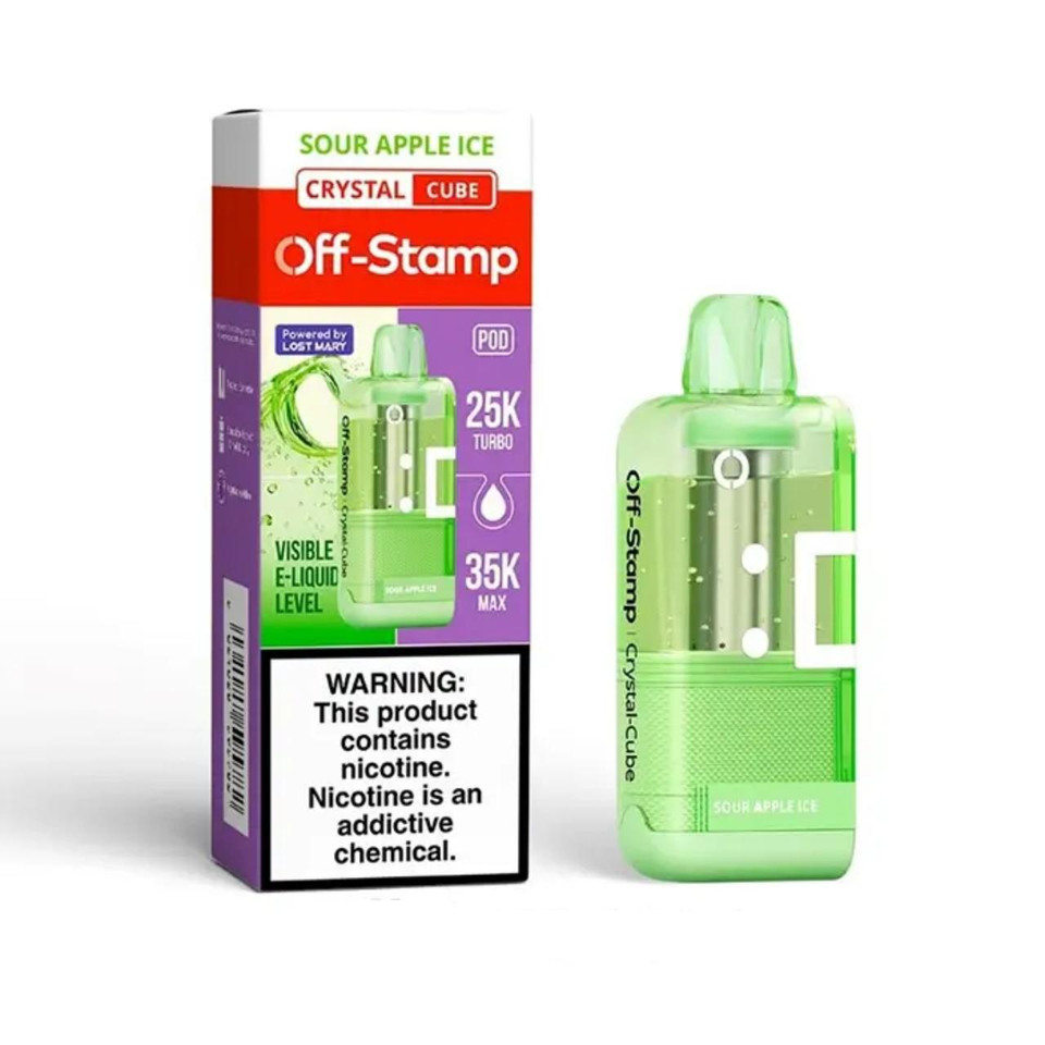 Off Stamp Crystal Cube 35k Puff Disposable Replacement Pod Cartridge - 1PK Sour Apple Ice