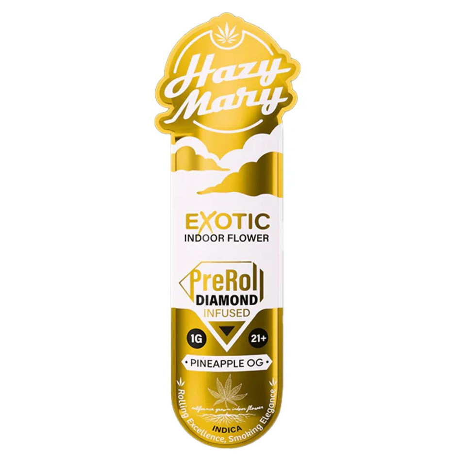 Hazy Mary Exotic Diamond Infused PreRoll 1G 1CT-Pineapple OG Indica