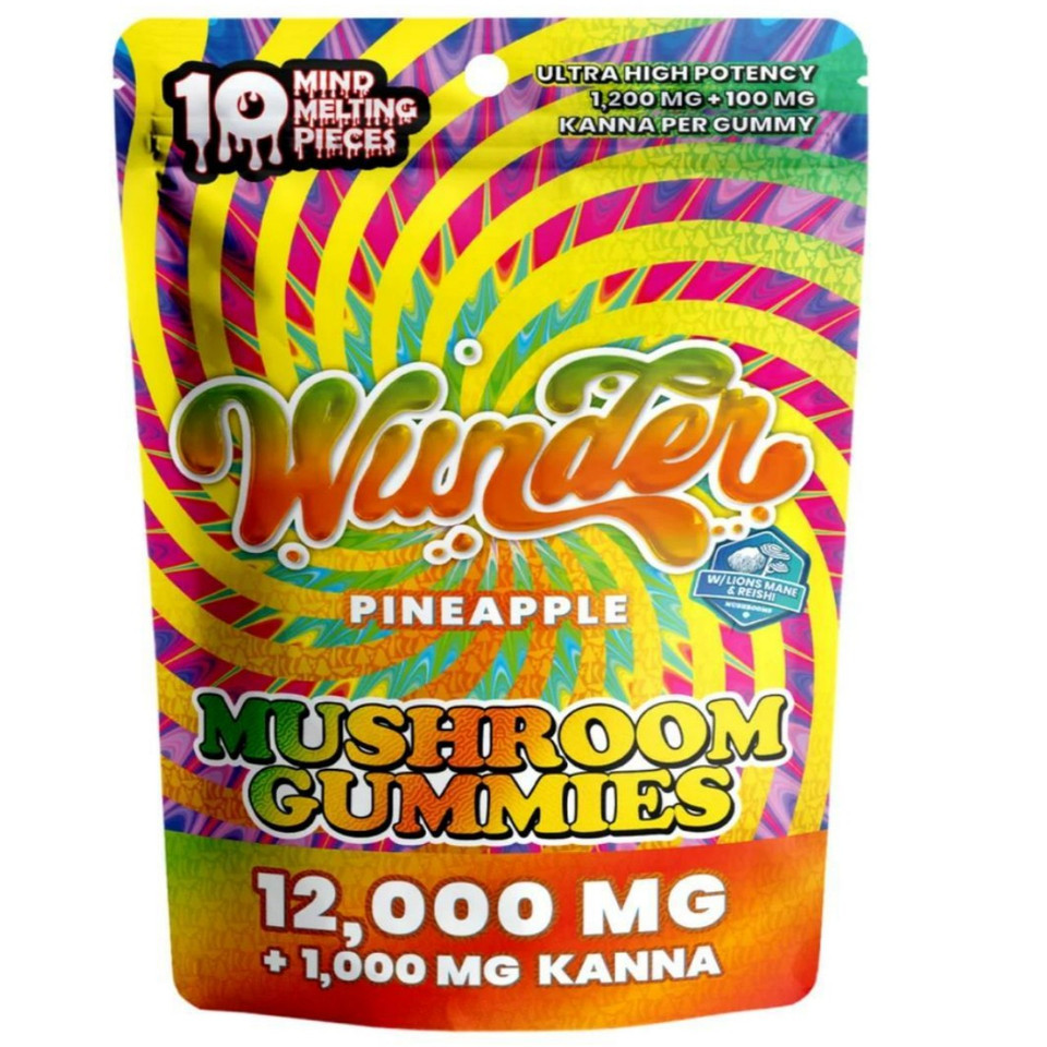 Wunder High Potency Mushroom Gummies 12000MG Pineapple