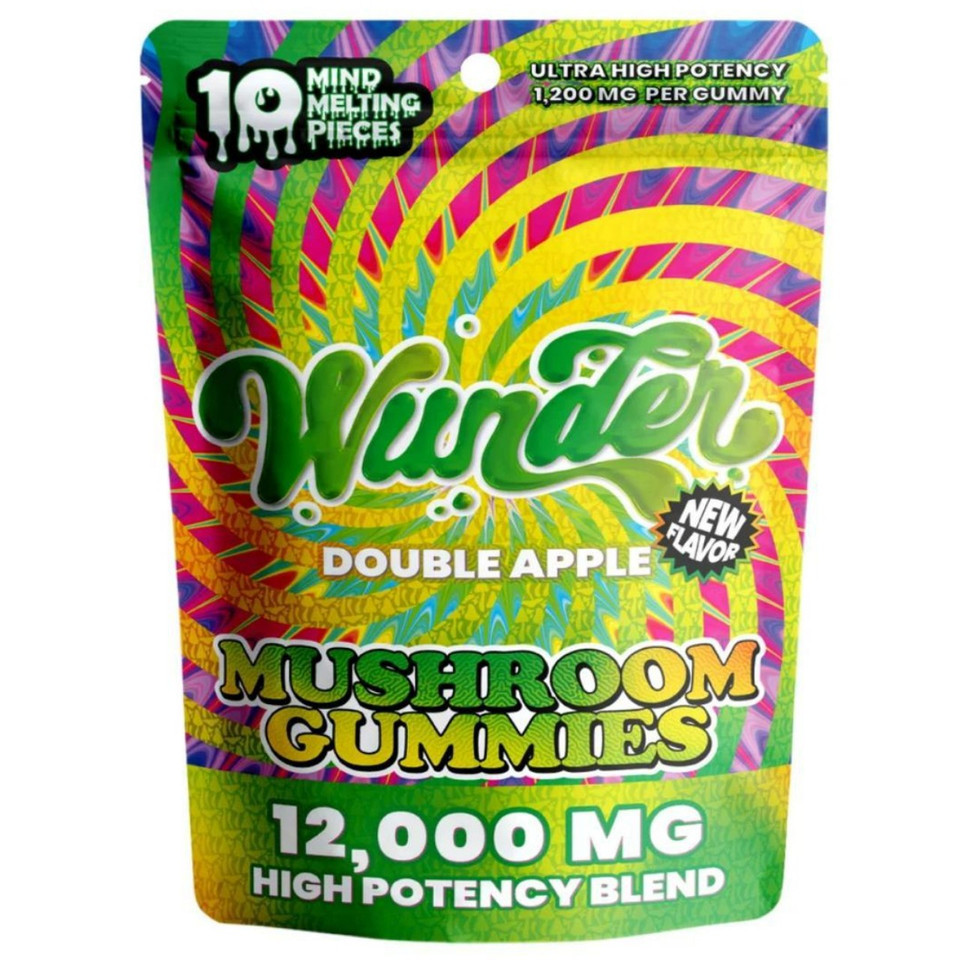 Wunder High Potency Mushroom Gummies 12000MG Double Apple