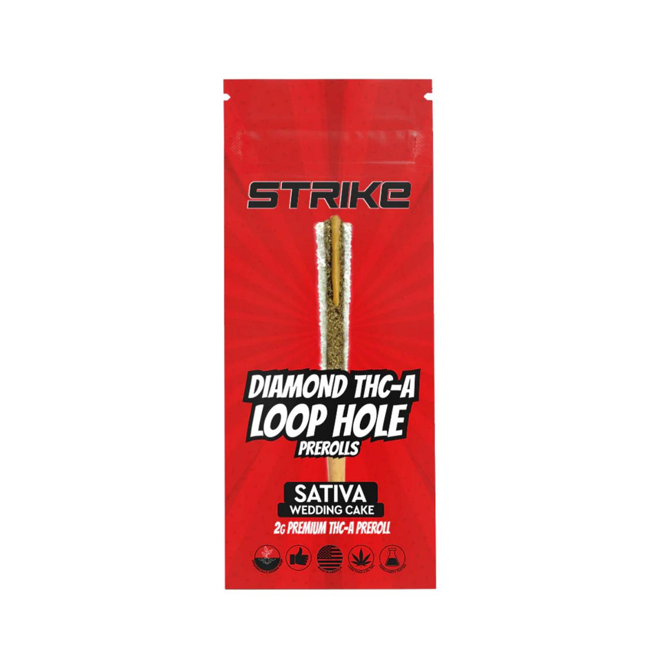 Strike Diamond THC-A Loop Hole Prerolls 2G-1CT Wedding Cake Sativa