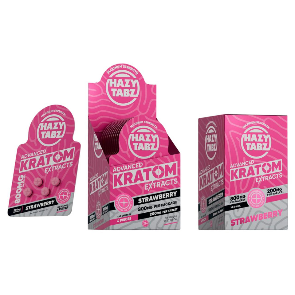 Hazy Tabz Advanced Kratom Extracts 800MG-4CT Strawberry