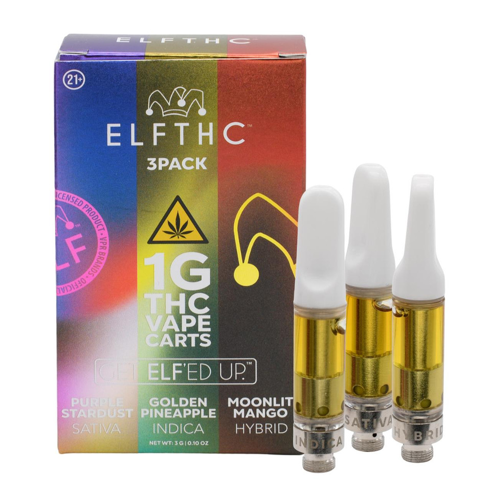ELFTHC THC Vape Cartridge 1G Variety Sampler 3-Pack