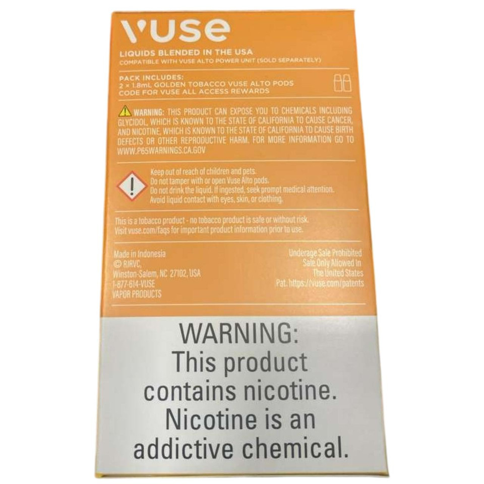 Vuse Alto Prefilled Replacement Pod 1.8ML - 2.4% - Pack of 2 Golden Tobacco