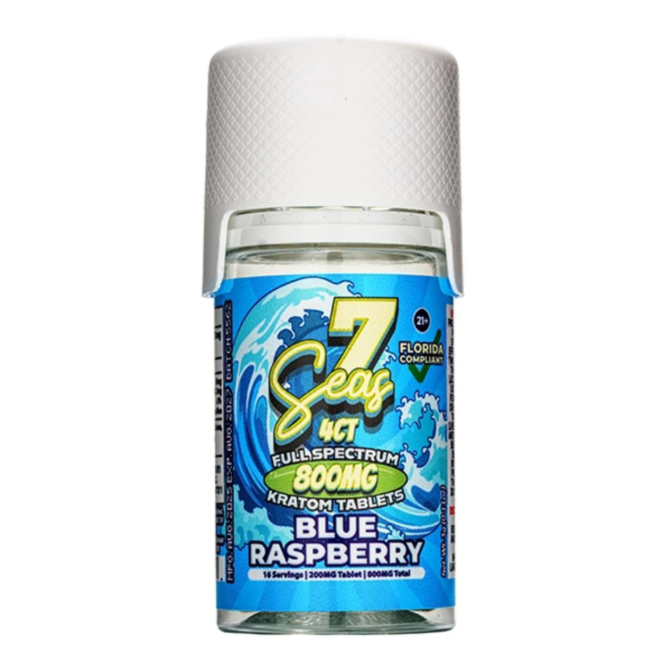 7 Seas Full Spectrum Kratom Tablets 800MG - 4CT Blue Raspberry