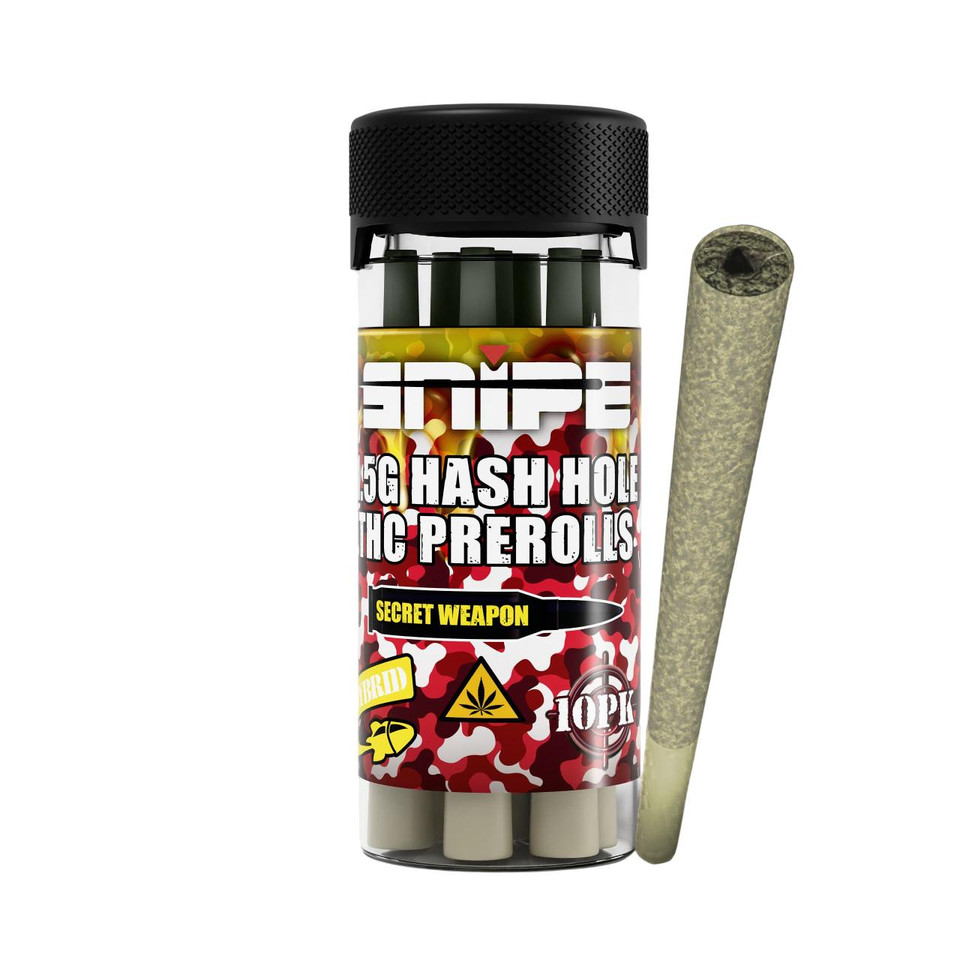 Snipe THCP Hash Hole Prerolls Jar 1.5G - 10PK Secret Weapon Hybrid