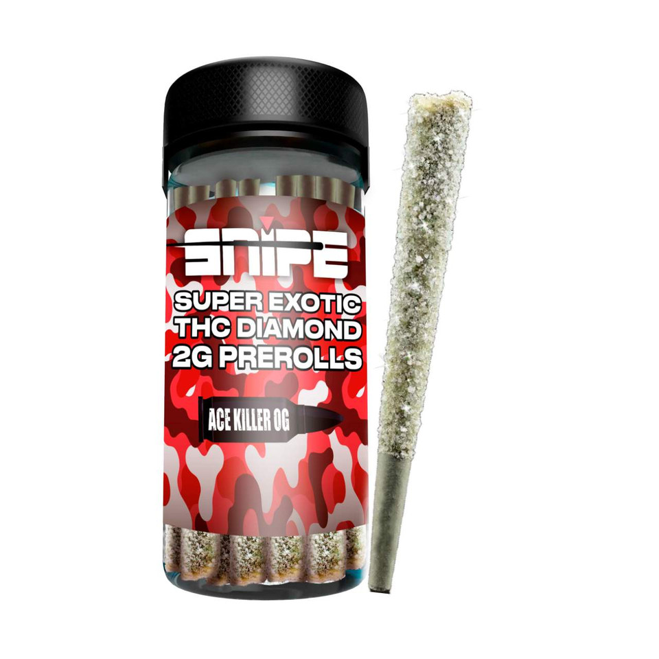Snipe THCP Diamond Coated Prerolls Jar 2G -10PK Ace Killer OG Indica