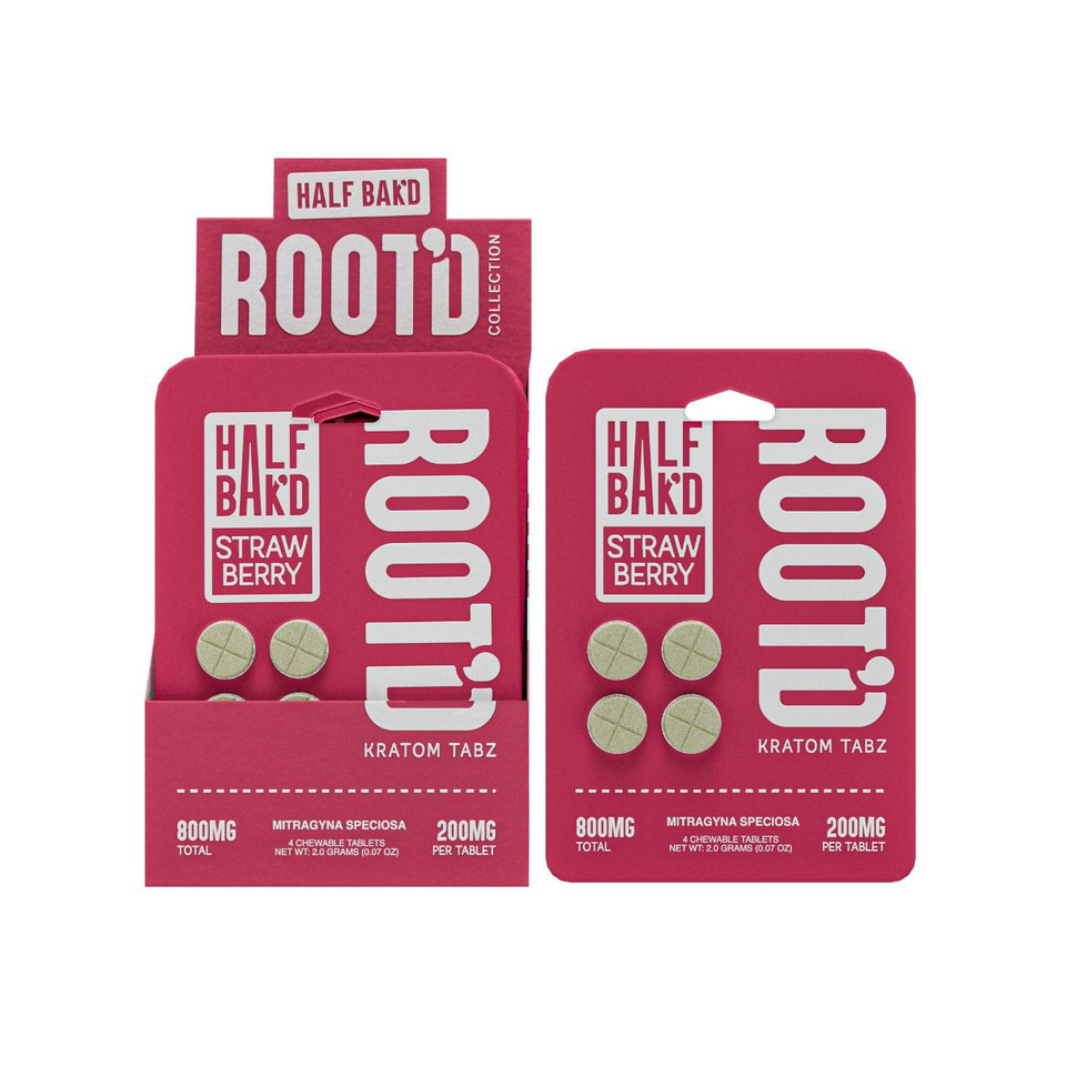 Half Bak’d ROOT’D Kratom Tablets 4CT Strawberry