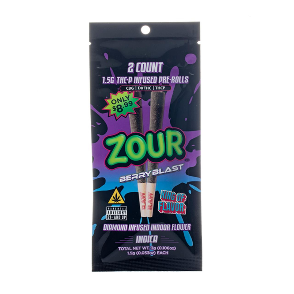 Zour Stash THCP Infused Prerolls 1.5G - 2CT Berry Blast Indica