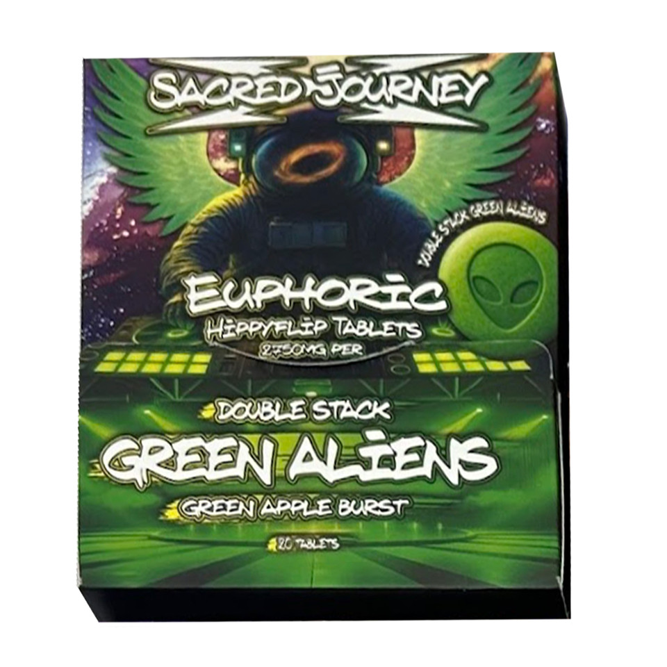 Sacred Journey Euphoric HippyFlip Mushroom Blend Tablets 2750MG - 20CT Green Aliens Green Apple Burst