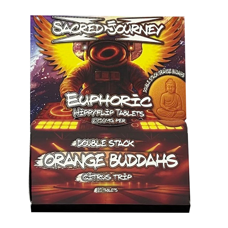 Sacred Journey Euphoric HippyFlip Mushroom Blend Tablets 2750MG - 20CT Orange Buddahs Citrus Trip
