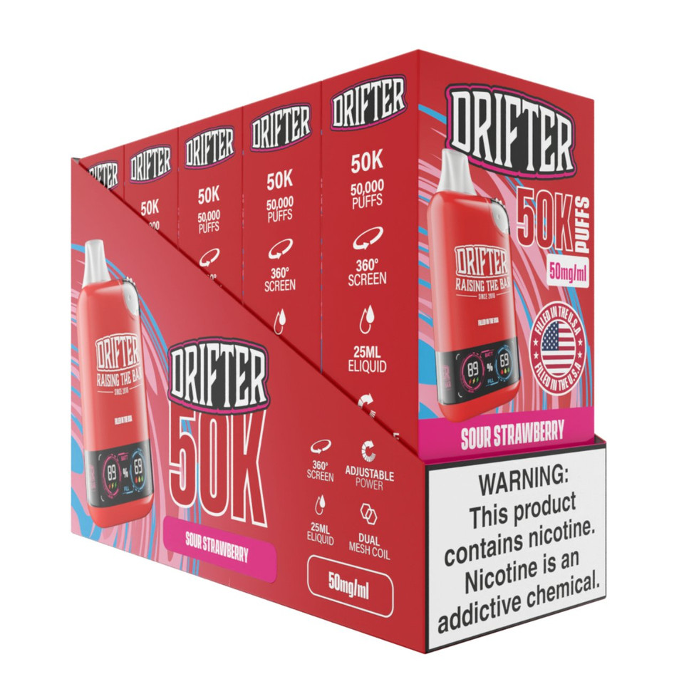 Drifter Bar 50K Puff Disposable Sour Strawberry Box
