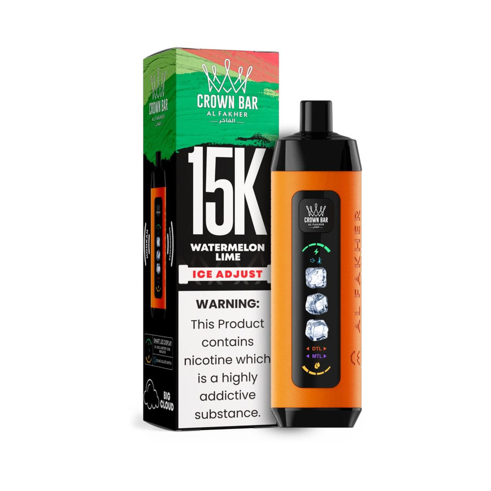 Al Fakher Crown Bar Ice Adjust 15K Puff Disposable Watermelon Lime
