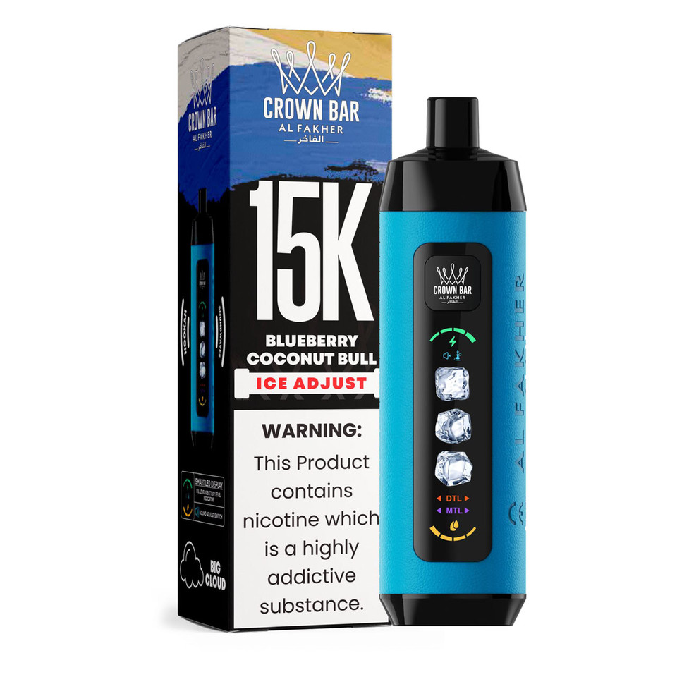 Al Fakher Crown Bar Ice Adjust 15K Puff Disposable Blueberry Coconut Bull