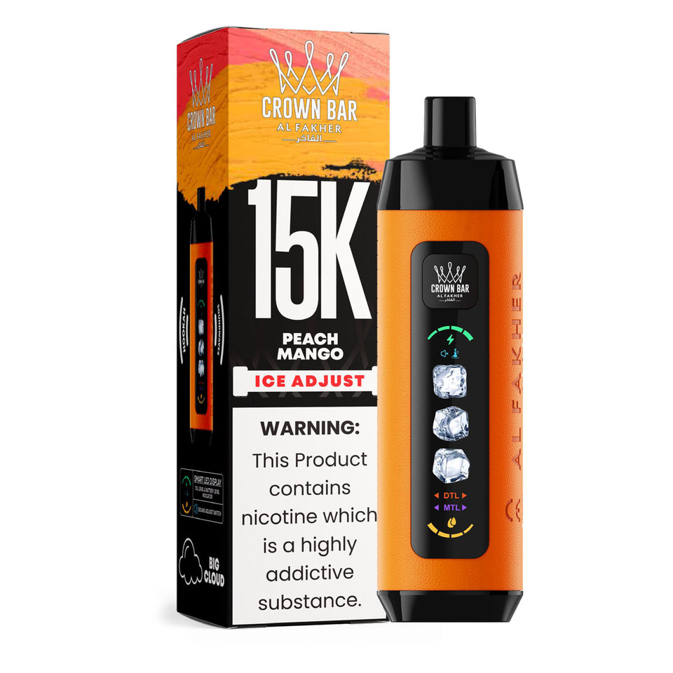 Al Fakher Crown Bar Ice Adjust 15K Puff Disposable Peach Mango