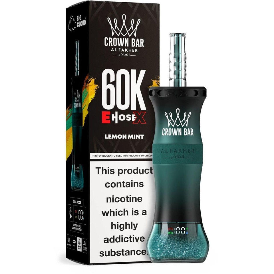 Al Fakher Crown Bar E Hose X 60K Puff Disposable Lemon Mint