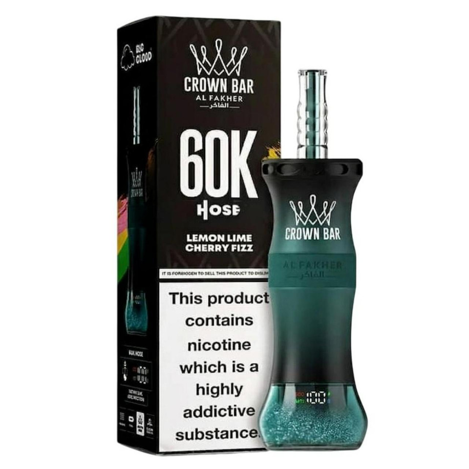 Al Fakher Crown Bar E Hose X 60K Puff Disposable Lemon Lime Cherry Fizz