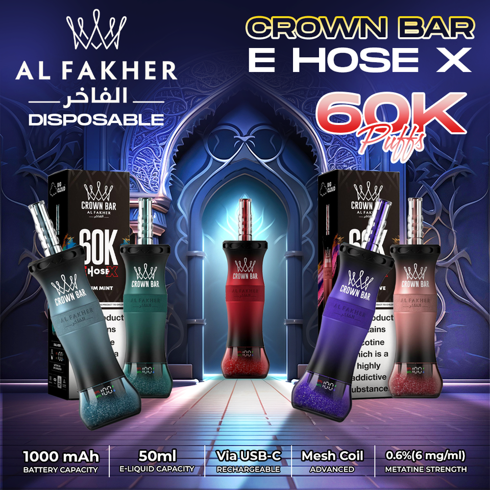 Al Fakher Crown Bar E Hose X 60K Puff Disposable