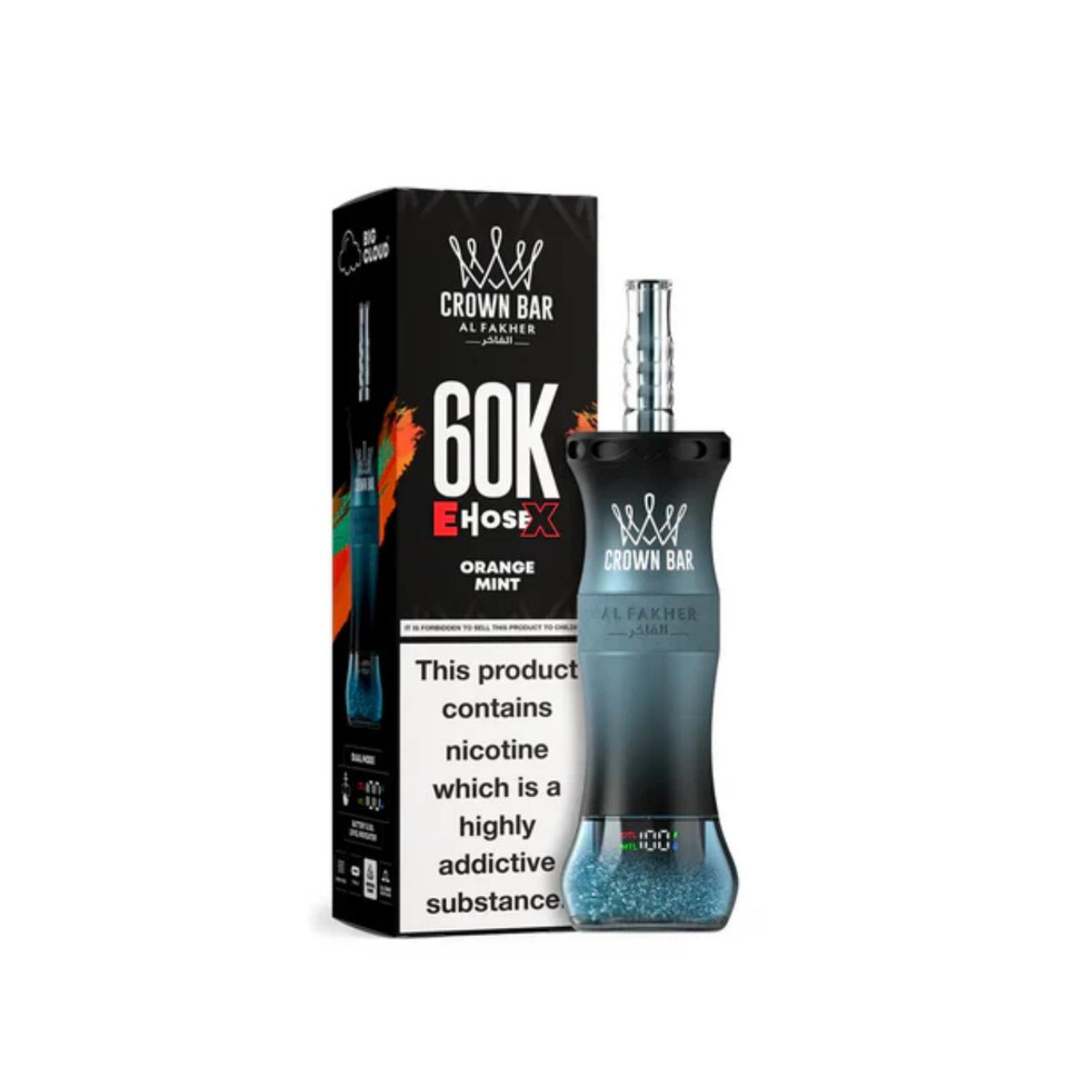 Al Fakher Crown Bar E Hose X 60K Puff Disposable Orange Mint