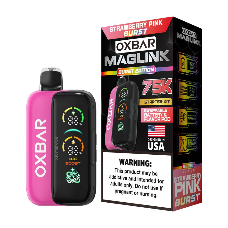 Oxbar Maglink Nixodine Kit 75K Puff Disposable Strawberry Pink Burst