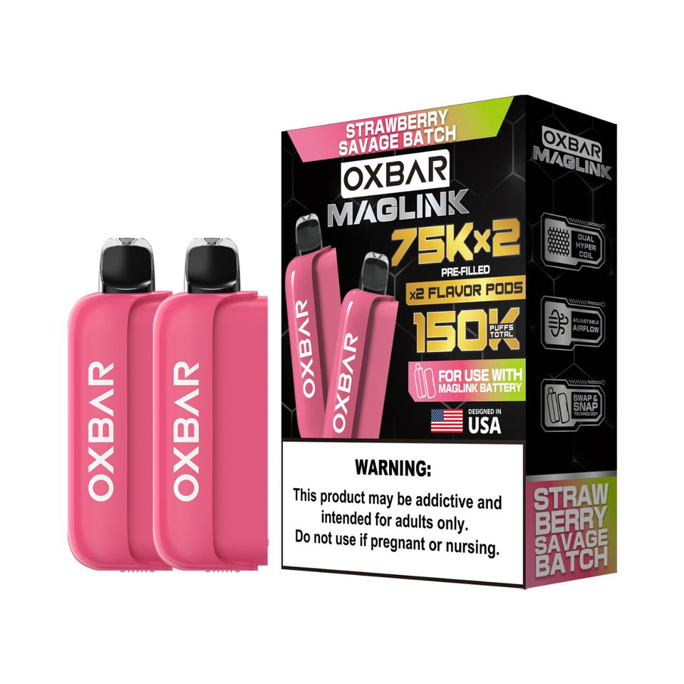 Oxbar Maglink Nixodine 75K Replacement Pod Cartridge 2PK-Strawberry Savage Batch
