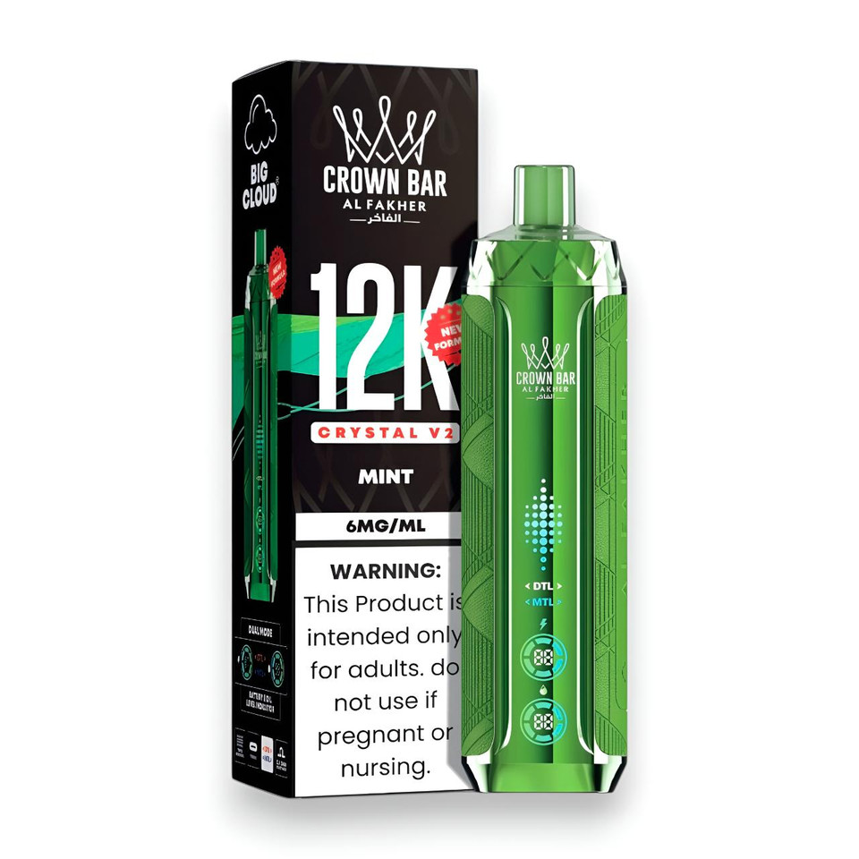 Al Fakher Crown Bar Crystal V2 12K Puff Disposable-Mint