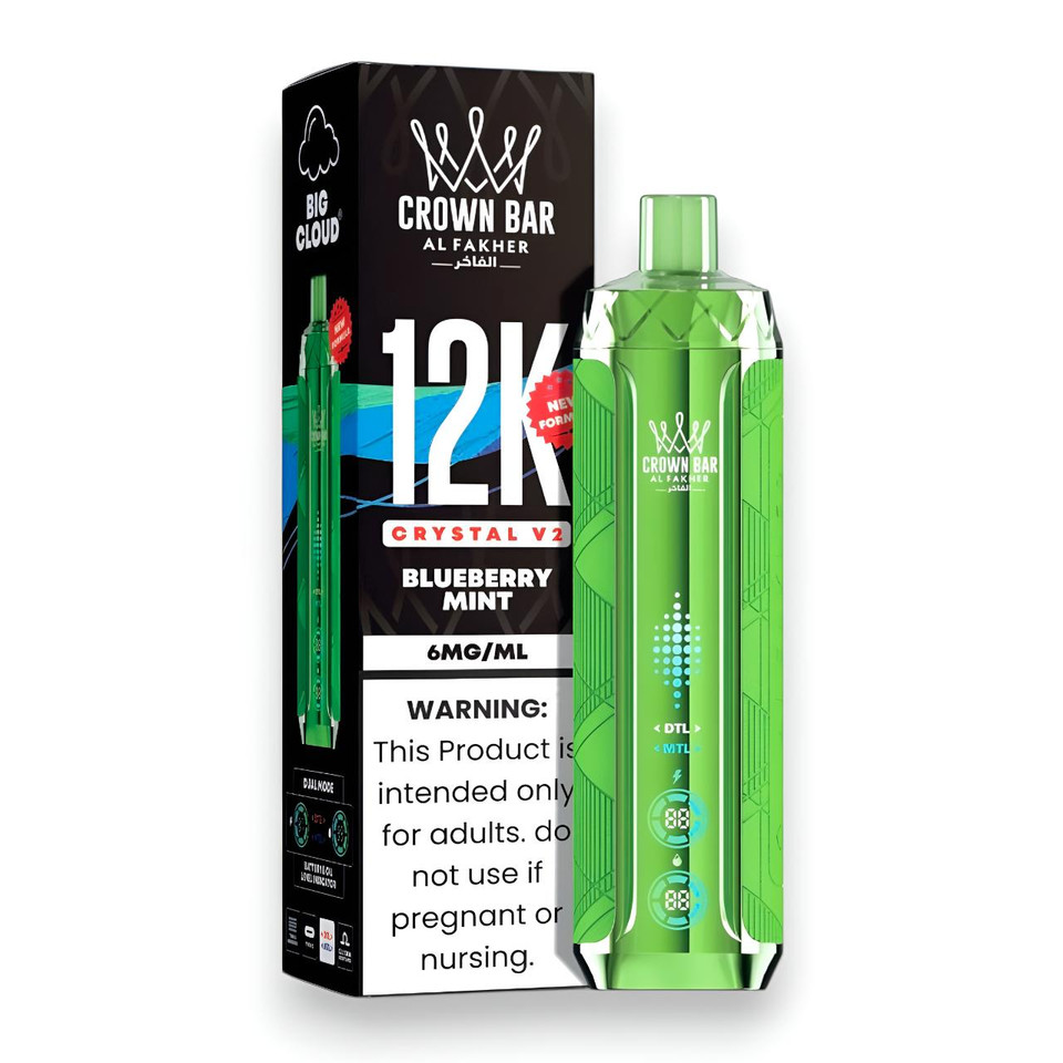 Al Fakher Crown Bar Crystal V2 12K Puff Disposable-Blueberry Mint
