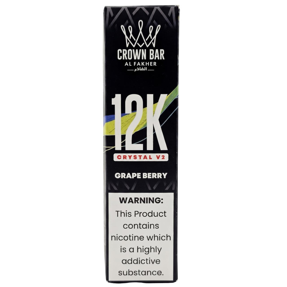 Al Fakher Crown Bar Crystal V2 12K Puff Disposable Grape Berry